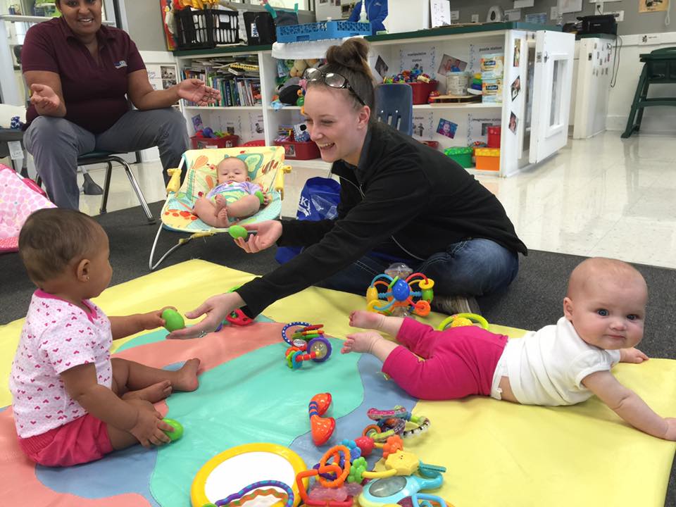 Our infant program provides engaging experiences designed to promote motor and sensory interaction