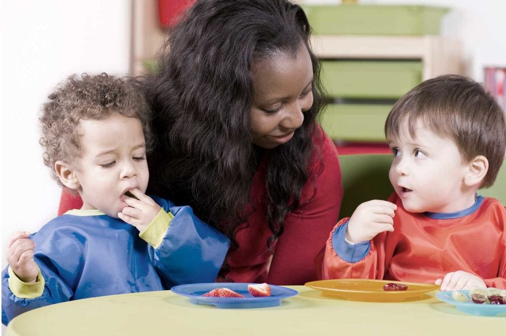Our Toddlers learn social skills and make connections while meals and snacks are shared