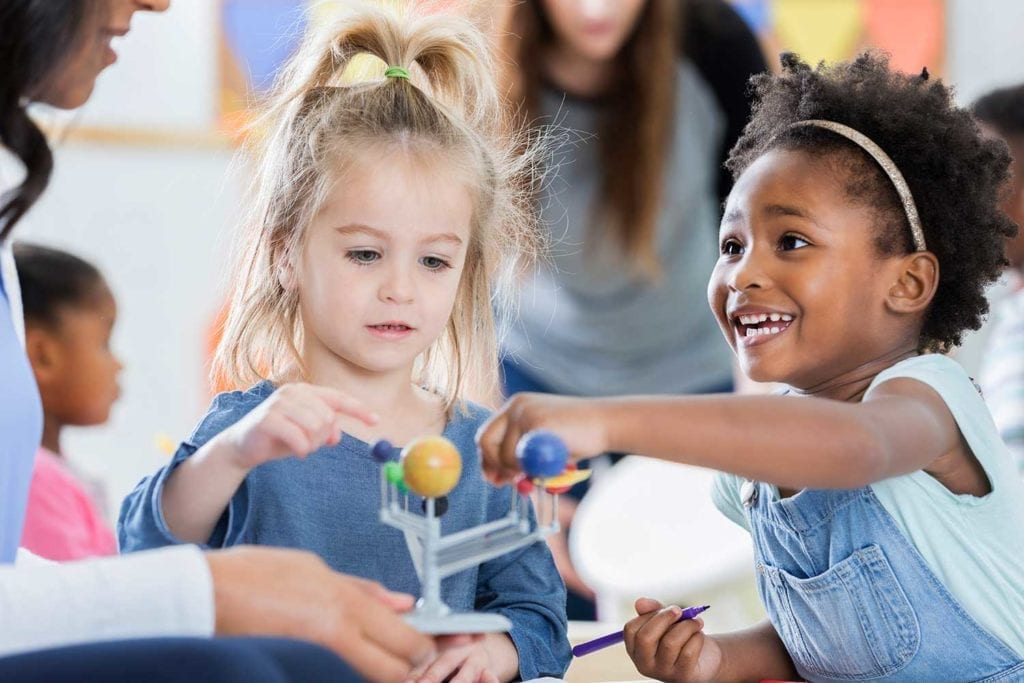 The Kids 'R' Kids exclusive STEAM Ahead® Curriculum implements various activities to develop skills in science, technology, engineering, art and math.

