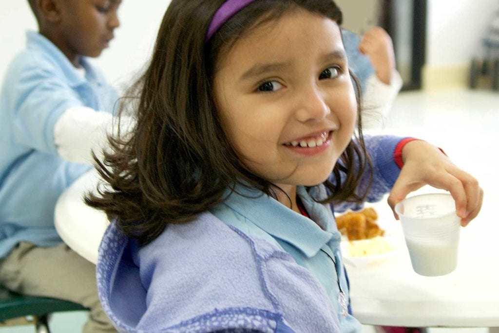 Children eat all meals together using family-style seating in our kid-friendly café