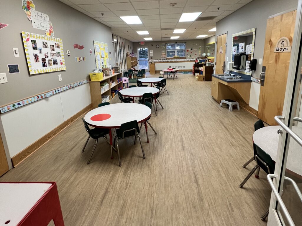 Bright classrooms designed for each age group.