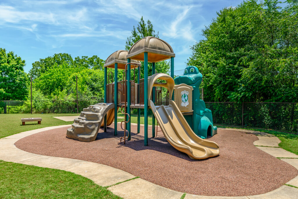 Outdoor fun is a sure thing on one of our age appropriate playgrounds. 