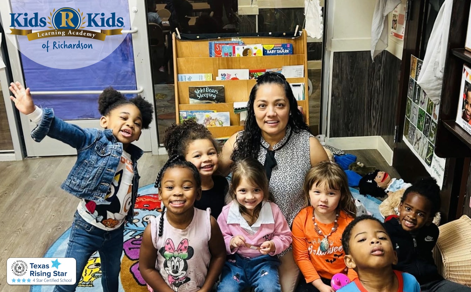 Preschool children building school readiness skills at Kids R Kids Richardson