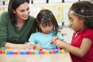 Teacher with preschool kids doing Brain Waves activity