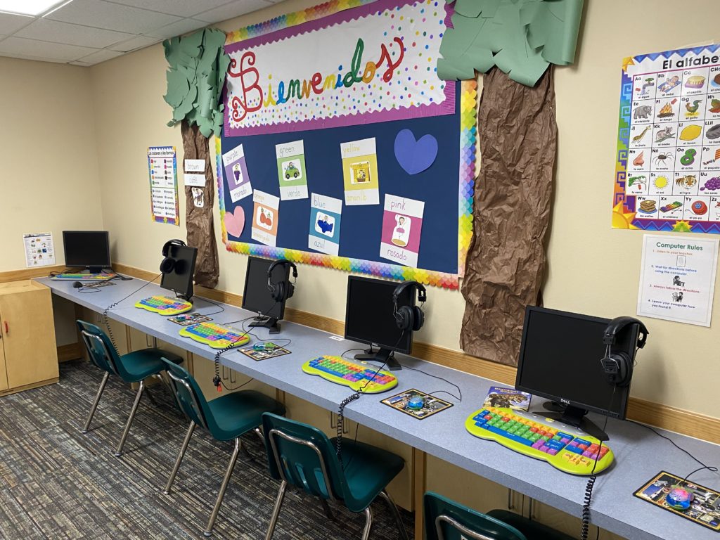 We have our own library and computer lab featuring an interactive SMART board.