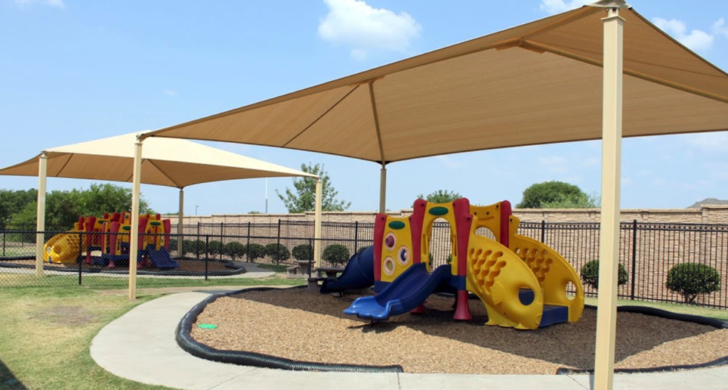 Our covered age appropriate playgrounds provide lots of engaging fun recreational time!